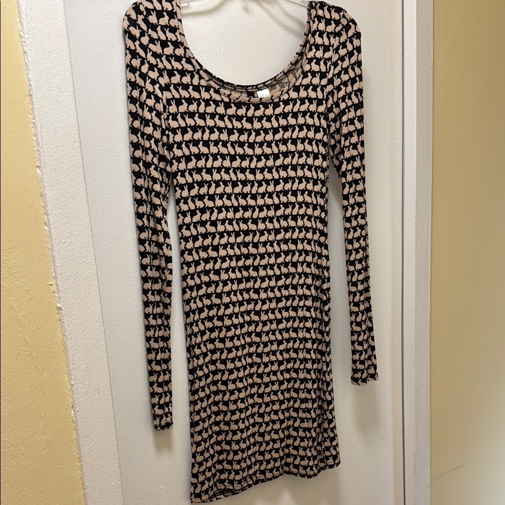 H&M bunny print bodycon mini dress